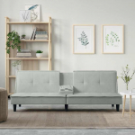 Sofa-lova su puodelių laikikliais, &scaron;viesiai pilka, aksomas