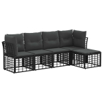 Lauko sofos komplektas su pagalve 5 pcs Juoda Poliesteris