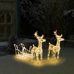 Kalėdų dekoracija elniai ir rogės, 130cm, akrilas, 160 LED