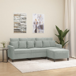 Trivietė sofa su pakoja, &scaron;viesiai pilka, 180cm, aksomas