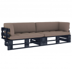 Dvivietė sofa i&scaron; palečių su pagalvėlėmis, impregnuota pu&scaron;is