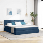 Lova su daiktų laikymo vieta ir LED Mėlyna 180 x 200 cm audinys