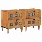 &Scaron;alia lovos spintelė 2 pcs Natūrali 40 x 33,5 x 46 cm