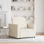 I&scaron;traukiamas sofa-lova vienvietis su ratu Kreminė balta audinys