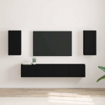 TV sieninė spintelė 2 pcs Juoda 30 x 31 x 60 cm