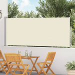 I&scaron;traukiama &scaron;oninė kiemo pertvara, kreminės spalvos, 120x500cm