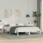 Lovos rėmas Balta 160 x 200 cm Kietos pu&scaron;ies mediena