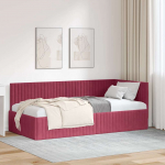 Kampinė lovos konstrukcija Vyno raudona 90 cm x 190 cm Aksomas