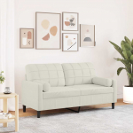 Dvivietė sofa su pagalvėlėmis, kreminės spalvos, 140cm, aksomas