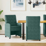 Valgomojo Kėdės su Ratukais 2 pcs Tamsiai žalia 58 x 67 x 97 cm