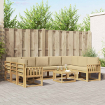 Lauko sofos komplektas 10 pcs Balta ir kreminė 59 x 59 x 37 cm