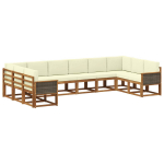 Lauko sofos komplektas 10 pcs Natūralus ir grietinėlė
