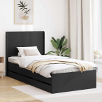 Lovos rėmas su saugojimu ir nugara Juoda 100 x 200 cm