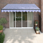 Automatinė i&scaron;traukiama markizė, mėlyna/balta, 3x2,5m