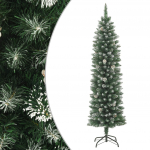 Dirbtinė siaura Kalėdų eglutė su stovu, 150cm, PVC