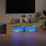 Televizoriaus spintelė su LED ap&scaron;vietimu, ąžuolo, 135x39x30cm