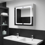 Veidrodinė vonios spintelė su LED ap&scaron;vietimu, 80x12,2x68cm