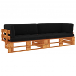 Dvivietė sofa i&scaron; palečių su pagalvėlėmis, impregnuota pu&scaron;is