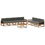 Lauko sofos komplektas su pagalve 8 pcs Natūralus ir antracitas