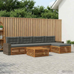 Lauko sofos komplektas 6 pcs Natūralus ir antracitas