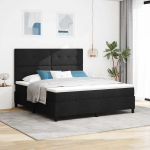 Kiemas lova su čiužiniu su LED Juoda 180 x 200 cm audinys