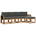 Lauko sofos komplektas 5 pcs Natūralus ir antracitas