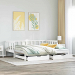 Lova su i&scaron;traukiama dalimi/stalčiais be čiužinio balta 90x200cm