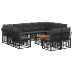 Lauko sofos komplektas 12 pcs Juoda ir tamsiai pilka