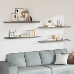 Pakabinamos lentynos, 4vnt., pilkos, 120x23,5x3,8cm, MDF