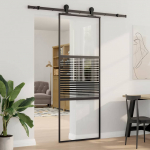 Stiklinės durys Dryžuotas Juoda 90 x 2 x 205 cm Aliuminis