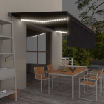 Markizė su uždanga/LED/vėjo jutikliu, antracito, 5x3m