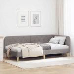 Kampinė lovos konstrukcija Taupe 90 x 190 cm audinys