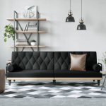 Sofa-lova su porankiais, juodos spalvos, audinys