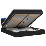 Otmana lova su matracsu ir LED Juoda 140 x 190 cm Audinys