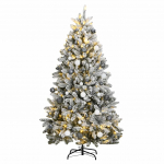 Kalėdų eglutė su &scaron;arnyrinėmis &scaron;akomis/LED/žaisliukais, 180cm