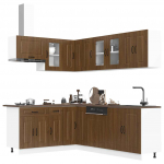 Virtuvinių spintelių komplektas, 11 dalių, Kalmar, ruda