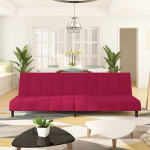 Dvivietė sofa-lova, raudonojo vyno spalvos, aksomas