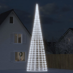 LED Kalėdų eglutė ant vėliavos stiebo 3000 LED &scaron;altai balta