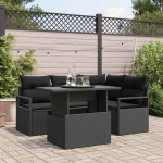 Sodo Sofų Rinkinys su pagalve 5 pcs Juoda Poli ratanas