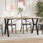 Valgomojo stalas, 140x80x75,5cm, pu&scaron;is ir plieninis, Y formos rėmas