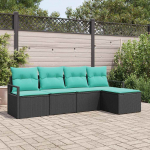 Sofos komplektas 5 pcs Juoda poliratanas