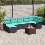 Sodo Sofų Rinkinys su pagalve 8 pcs Juoda poliratanas