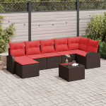Sodo Sofų Rinkinys su pagalve 8 pcs Ruda Poli ratanas