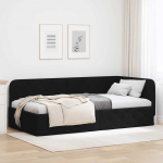Kampinė lovos konstrukcija Juoda 90 x 200 cm audinys
