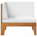 Modulinė kampinė sofa su kreminėmis pagalvėlėmis, akacija