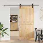 Slankios durys NARVIK Natūrali ir juoda 90 x 210 cm (213,5 cm)