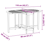 Sodo stalas Ruda 110 x 60 x 72 cm Kietos akacijos mediena