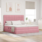 Lova su LED juostelių žibintais Rožinė 200 x 200 cm Aksomas