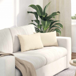 Sofa Pagalvės 2 pcs Kreminė 50 x 30 cm Kordūrinis audinys
