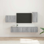 TV sieninio kabineto komplektas 4 pcs Pilkas Sonoma
